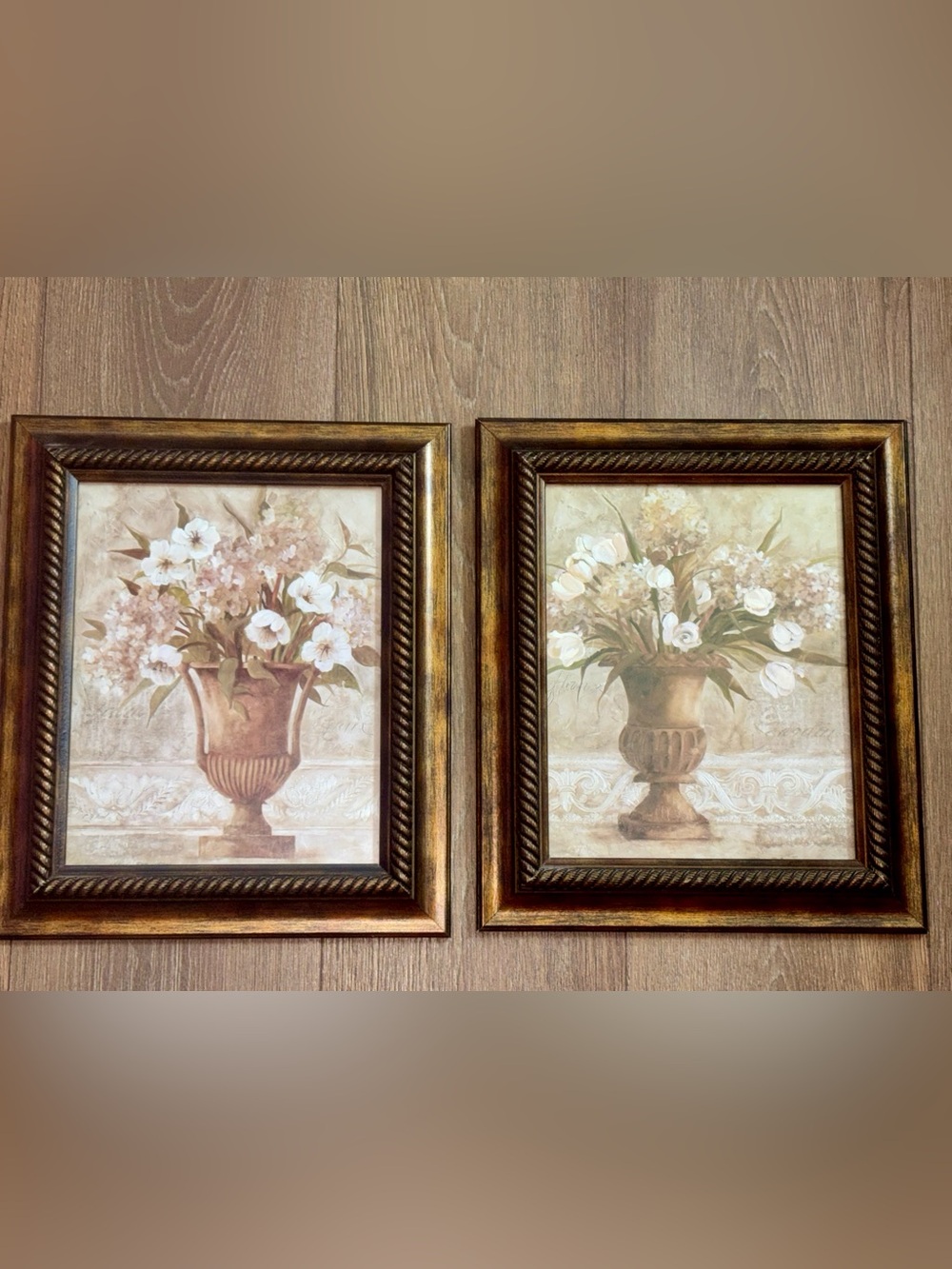 Vintage floral painting set by Carol Robinson Framed- 17” height
